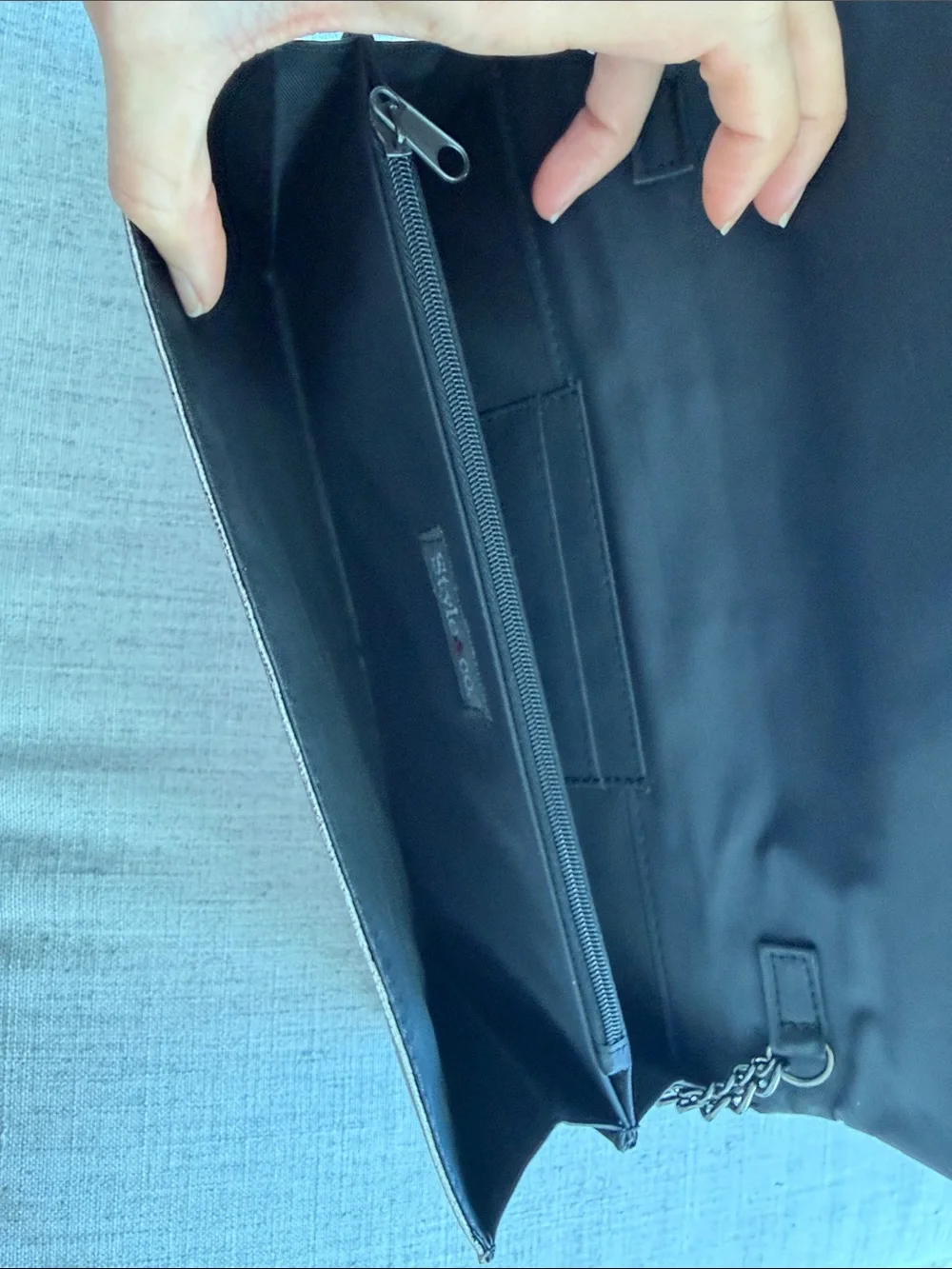 Metallic silver Evening Clutch with Chain Strap